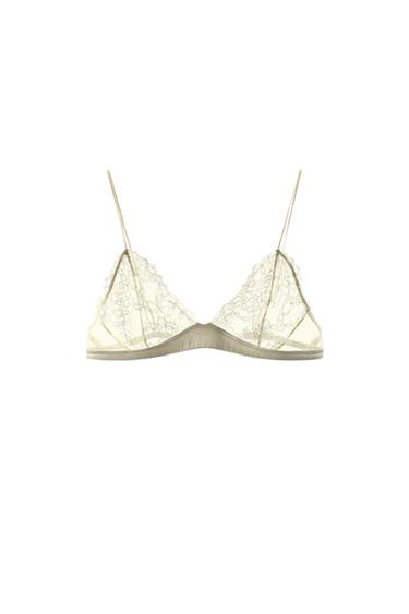 LACE TRIANGLE BRA - Ecru by Zara