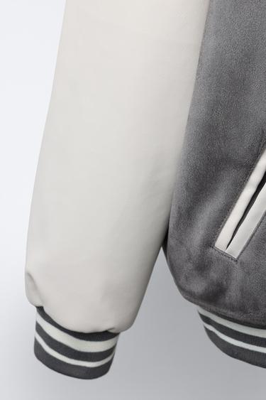 COMBINED SUEDE EFFECT BOMBER JACKET - Grey by Zara - Image 5