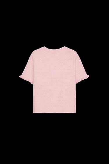 Zara RUFFLED KNIT CARDIGAN - Pink