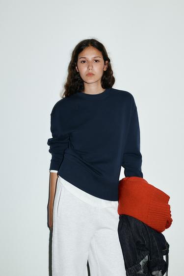 SUDADERA FELPA COMBINADA - Marino de Zara
