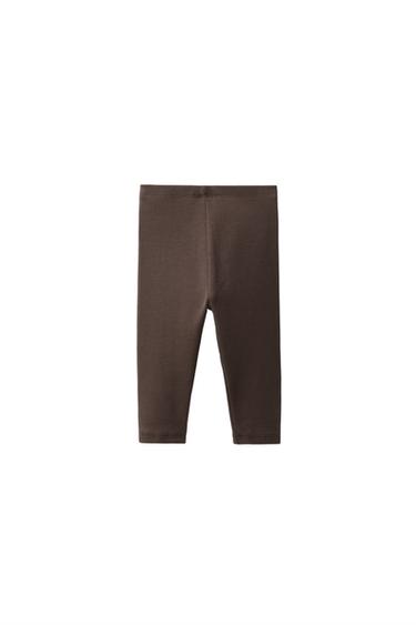 LABEL DETAIL RIBBED LEGGINGS — Chocolate brown 2