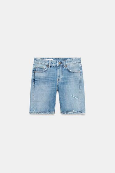 TRF MID-WAIST DENIM BERMUDA SHORTS - Blue by Zara