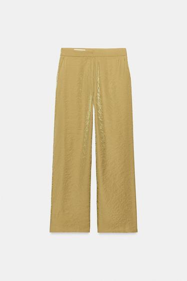 WRINKLED-EFFECT STRAIGHT TROUSERS - Golden by Zara - Image 5