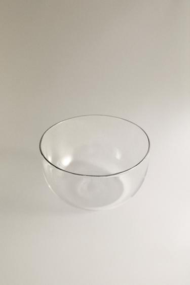 BOROSILICATE GLASS BOWL WITH SILVER RIM - Silver by Zara - Image 1