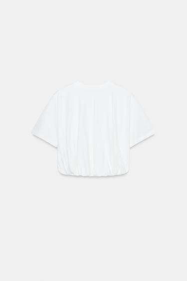 CROPPED PUFFY T-SHIRT - White by Zara - Image 3