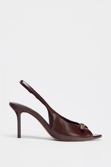 BUCKLED SLINGBACK SANDALS - Burgundy Red by Zara