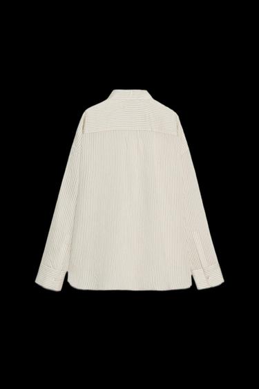 Zara ZW COLLECTION FLOWY STRIPED SHIRT - Black / White