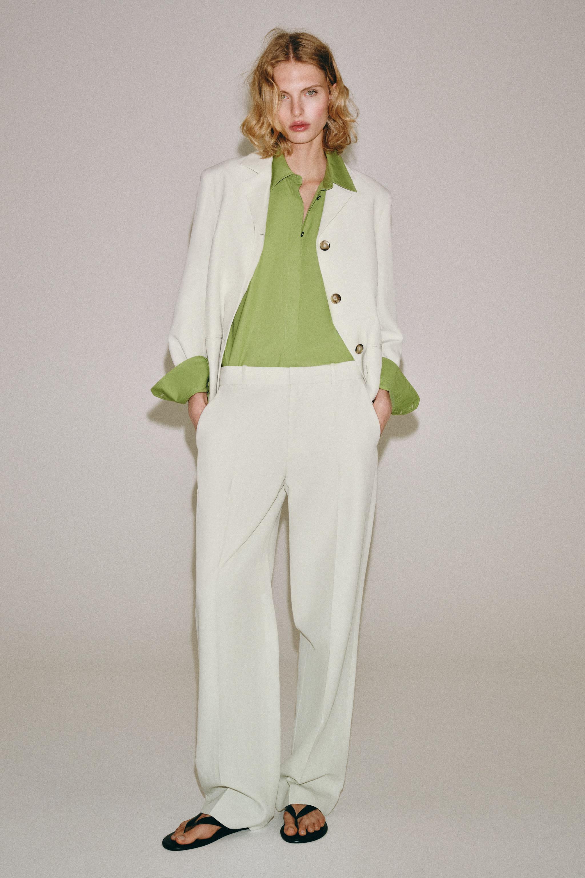 Женские брюки Zara ZW COLLECTION LINEN BLEND PANTS — фото 4
