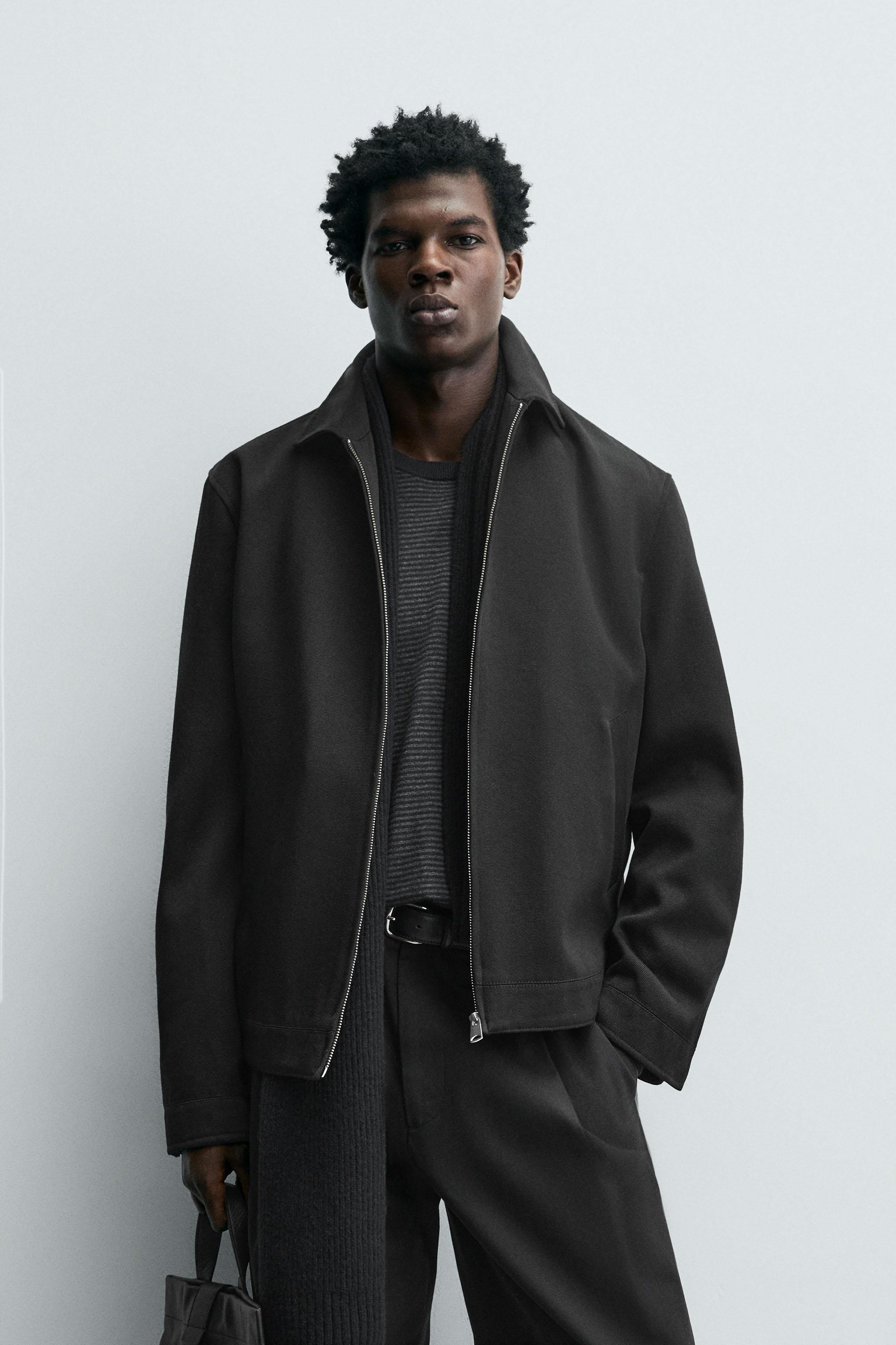ブラック ジッパー付き ジャケット テクスチャードジップアップジャケット - ブラック | ZARA Japan / 日本