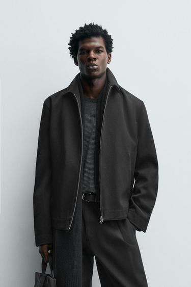 TEXTURED ZIP-UP JACKET - Black by Zara