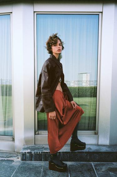 SATIN MIDI SKIRT - Red / Orange by Zara - Image 3