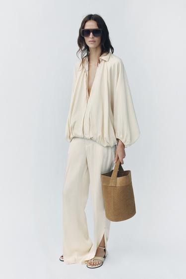 PUFFED BOMBER JACKET - ZW COLLECTION - Ecru by Zara - Image 3
