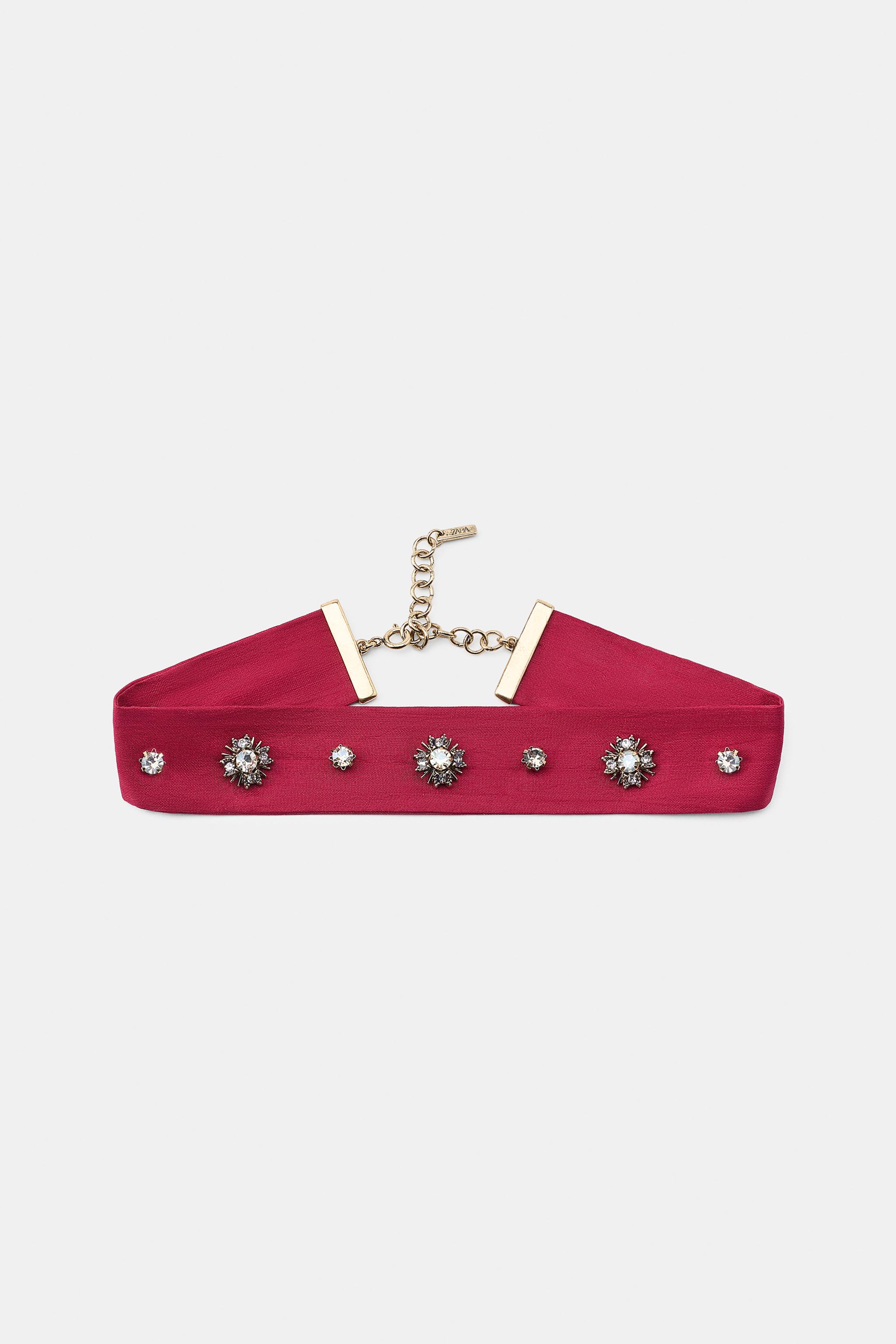 Zara PARLAK TAŞLI ÖRME CHOKER KOLYE görsel 4