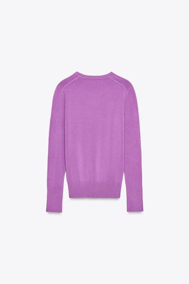 BASIC PLAIN KNIT SWEATER - Purple by Zara - Image 6
