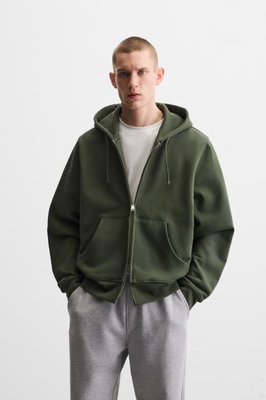 Sudaderas Zara Zippered Hombre Marrones Para Sudadera Con