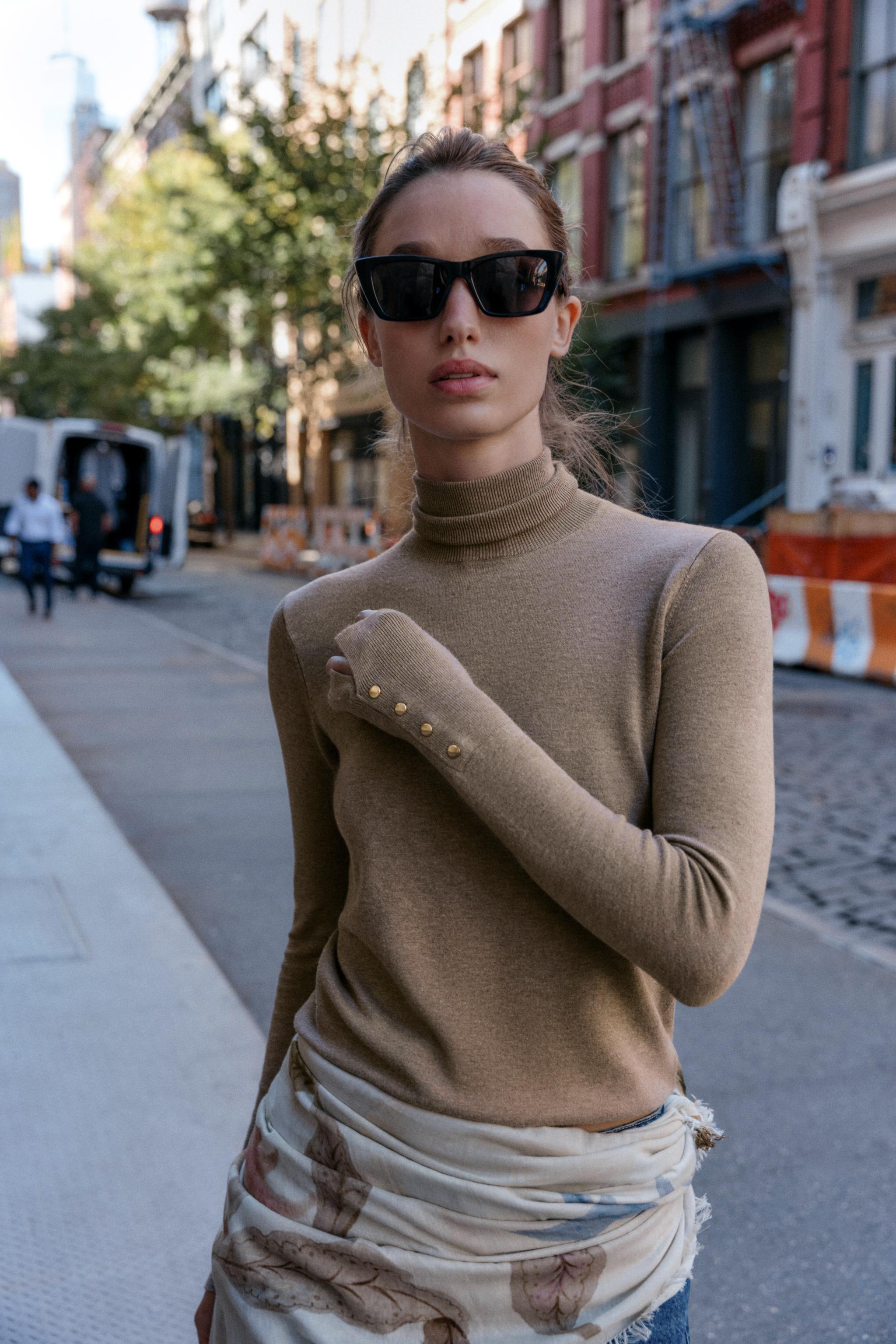 BASIC HIGH NECK KNIT SWEATER - Mid-blue | ZARA United States