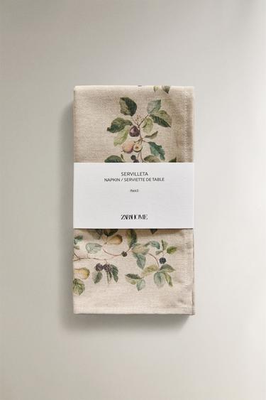 LOT DE SERVIETTES IMPRIMÉ FRUITÉ (LOT DE 2) - Verdâtre de Zara - Image 4
