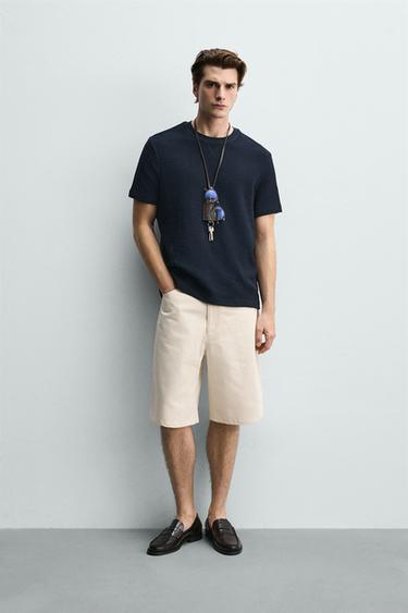 ÁO PHÔNG DÁNG SUÔNG VẢI DỆT - Màu xanh nước biển từ Zara