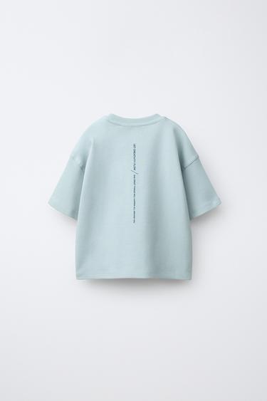 INTERLOCK SLOGAN T-SHIRT - Pastel blue by Zara