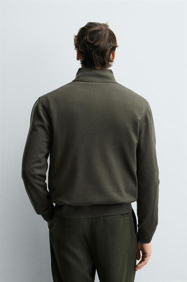 BUTTON-UP HIGH NECK SWEATER - Grey green by Zara - Image 2