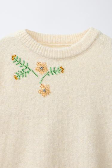 BEADED KNIT SWEATER - Pastel yellow by Zara - Image 2
