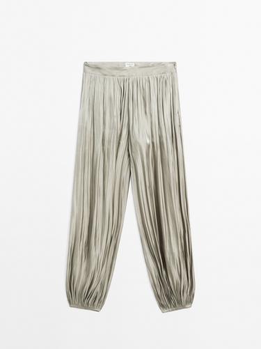 Zara Shiny balloon trousers - STUDIO - Light green