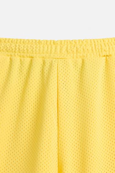 OPEN KNIT TEXTURED TECHNICAL BERMUDA SHORTS - Yellow by Zara - Image 7