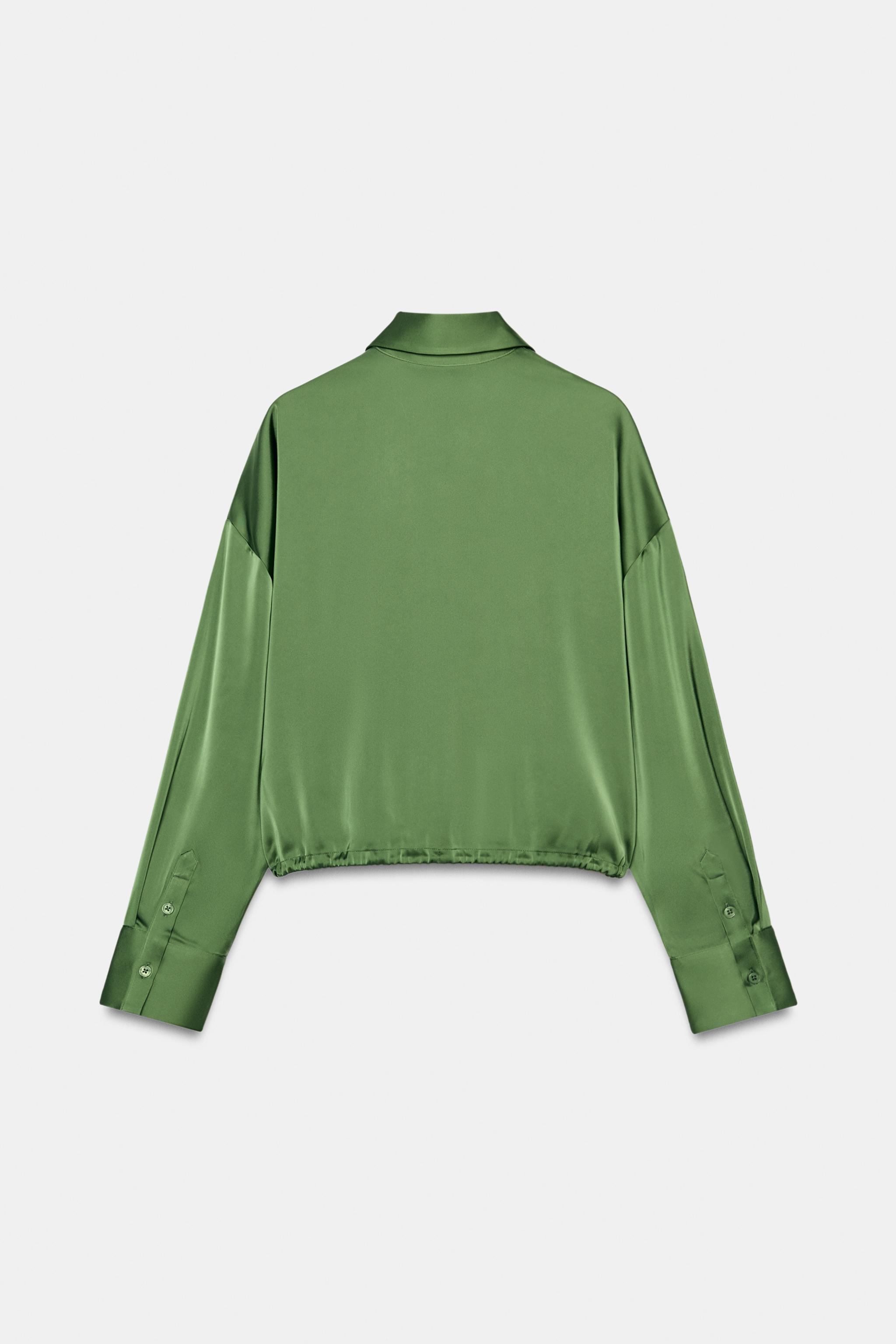 SATIN ZIP SHIRT - Green | ZARA United States