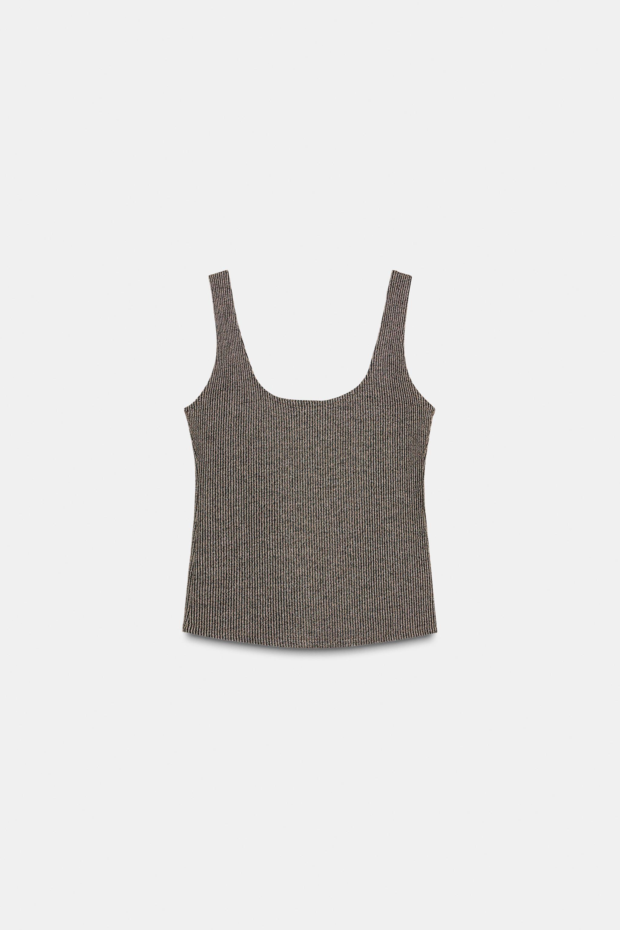 METALLIC THREAD STRAP TOP