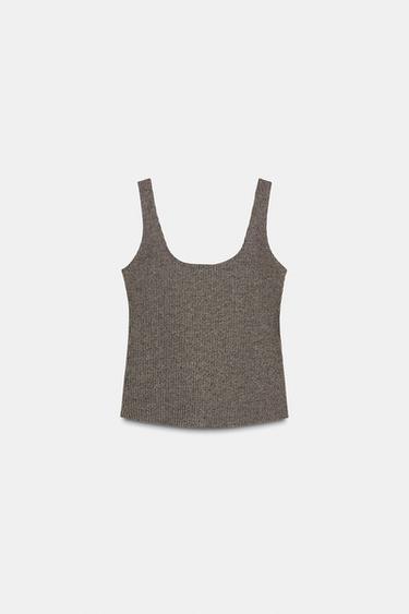 TOP À BRETELLES EN FIL MÉTALLISÉ - Doré de Zara - Image 6