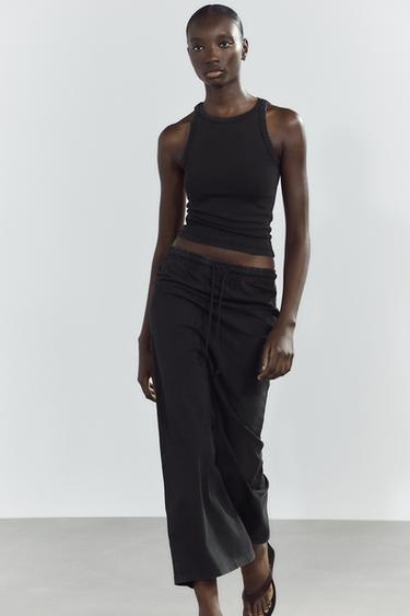 JUPE MI-LONGUE EFFET DÉLAVÉ - Noir de Zara