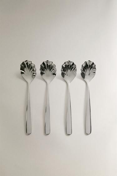 PACK OF STEEL DESSERT SPOONS (PACK OF 4) - Steel by Zara - Image 0