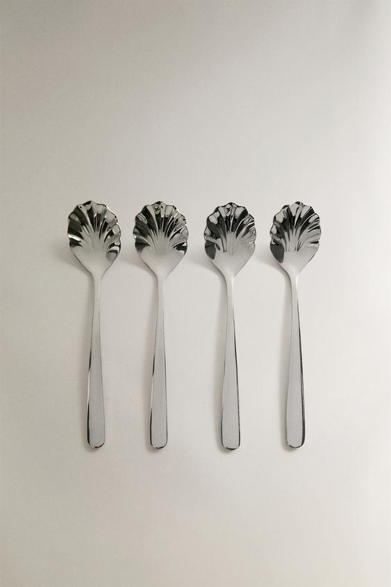 PACK OF STEEL SHELL DESSERT SPOONS (PACK OF 4) - Steel by Zara - Image 0