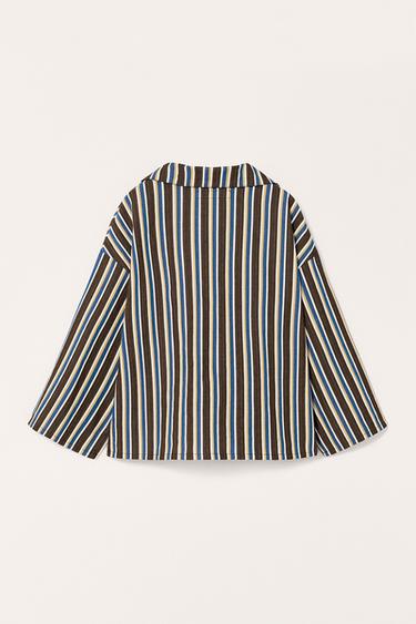 LIMITED EDITION STRIPED FLOWING SHIRT - Dark brown by Zara - Image 7