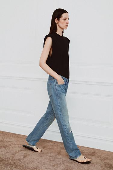 JEAN ZW COLLECTION DROIT TAILLE MOYENNE DÉCHIRÉ - Bleu de Zara - Image 1