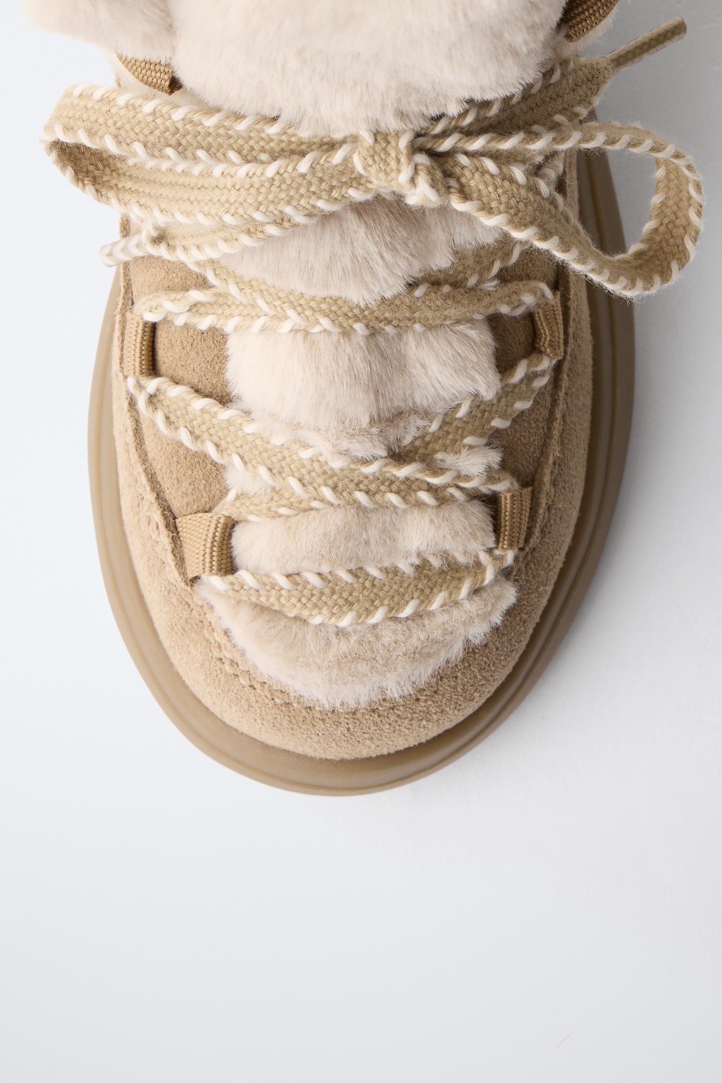 Детские ботинки Zara Lined Lace-Up, цвет: Коричневый — фото 7