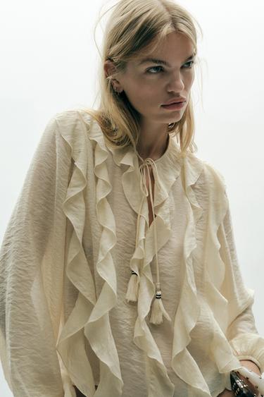 ROMANTIC RUFFLED BLOUSE - Butter by Zara - Image 5