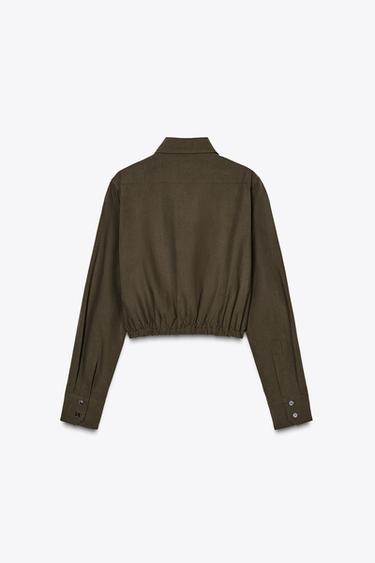 CHEMISE COURTE AVEC POCHES COLLECTION ZW - Kaki de Zara - Image 6