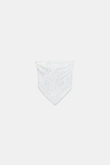 SEQUIN BANDEAU TOP - White by Zara - Image 0