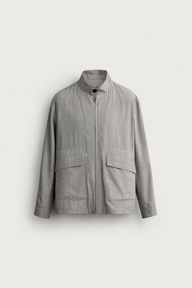 Zara REGULAR FIT CHECKERED JACKET - Gray