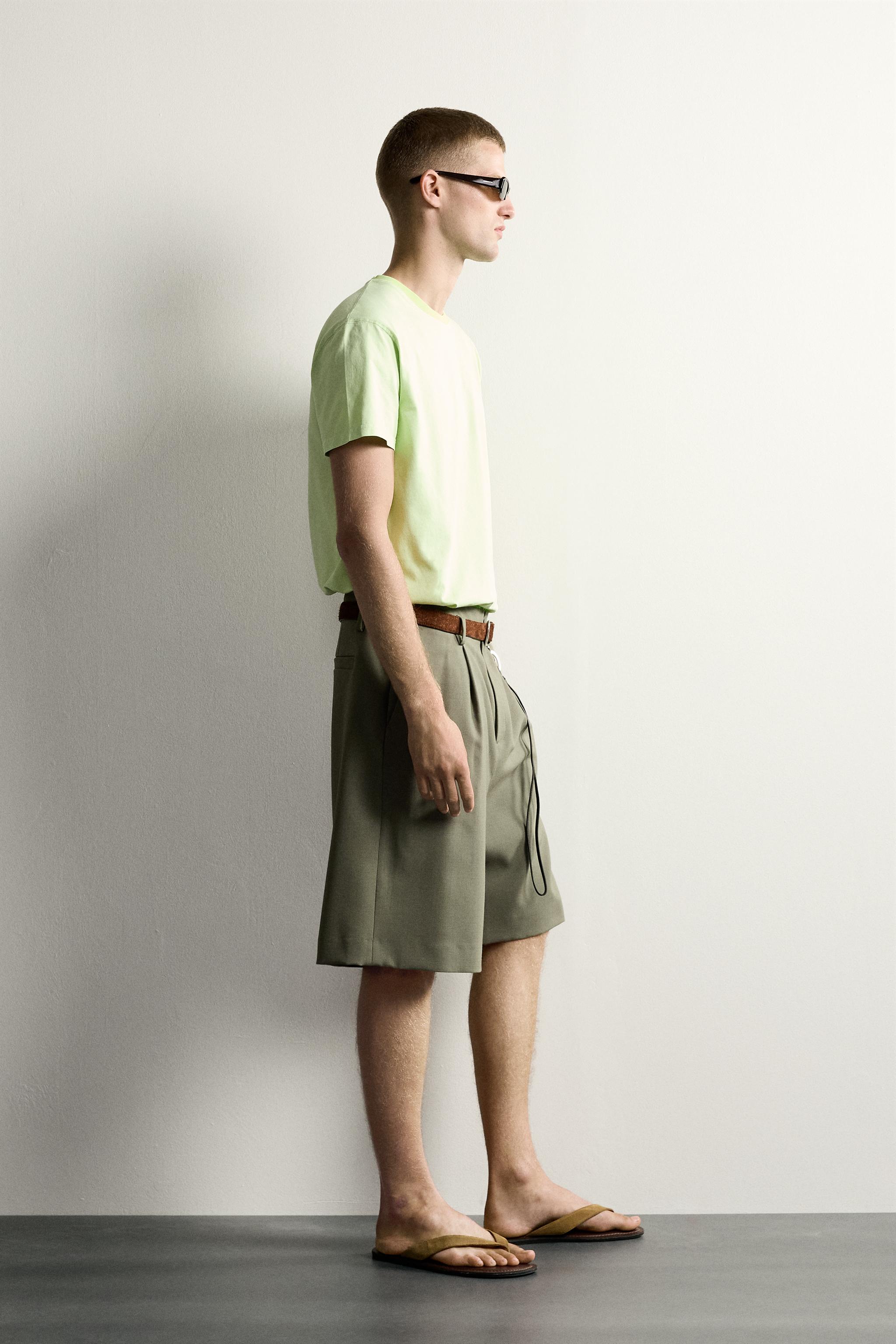 Zara KONTRAST YAKALI RELAXED FIT T-SHIRT görsel 4