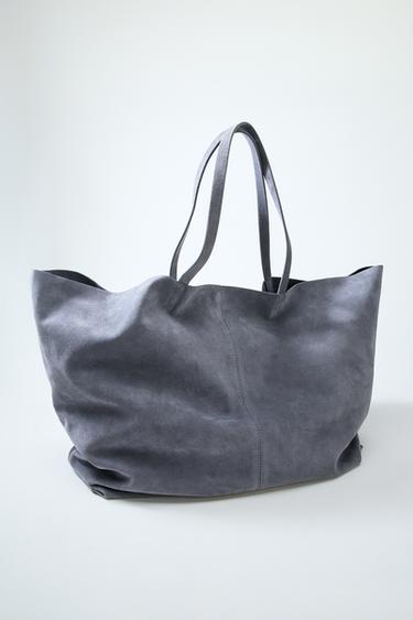 BOSSA DE PELL DE SERRATGE MAXISHOPPER - Blau de Zara