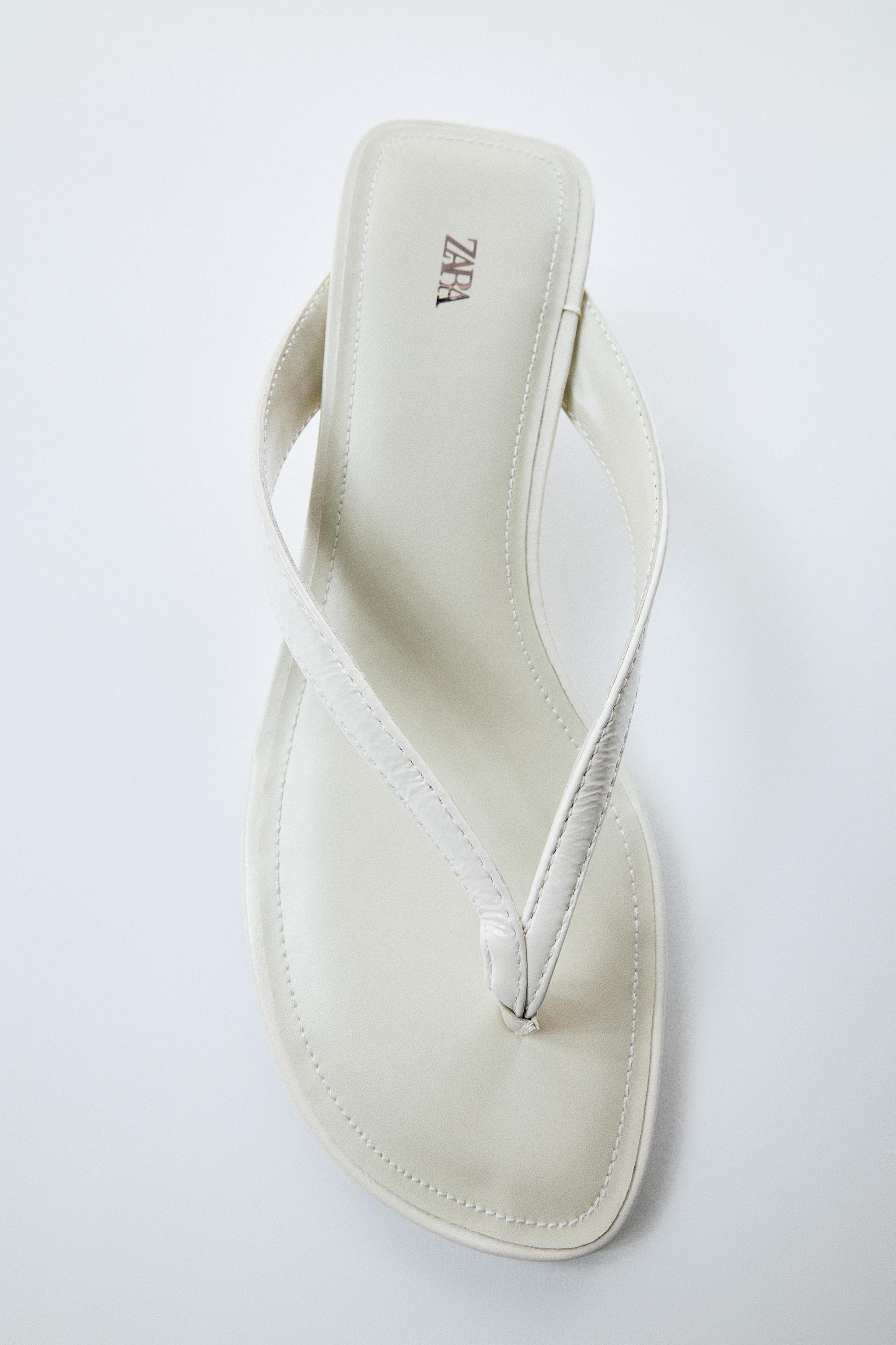 LEATHER WEDGE SANDALS — Ecru White