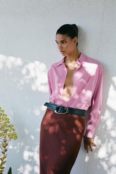 SATIN MIDI SKIRT - Russet by Zara - Image 0