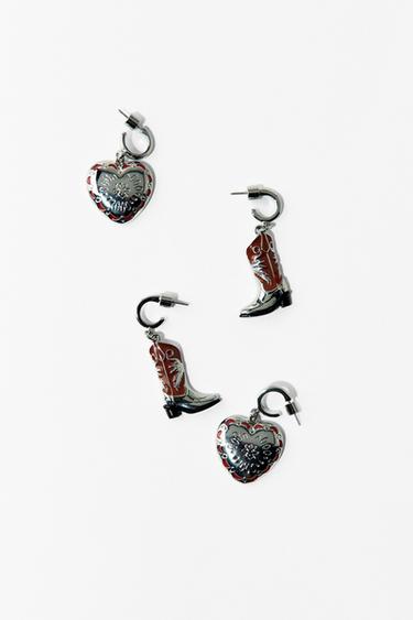Zara HEART AND BOOT EARRINGS PACK - Silver