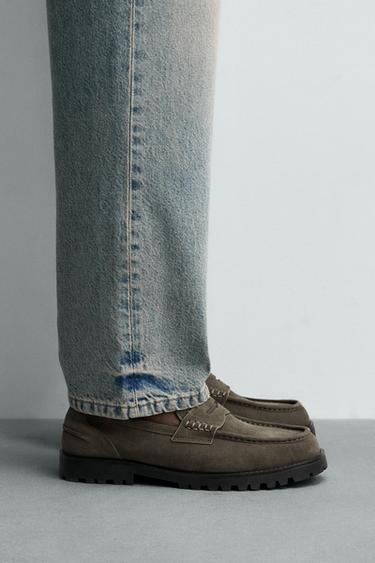 MOCASÍN PIEL TRACK ANTIFAZ - Gris Topo de Zara - Imagen 0