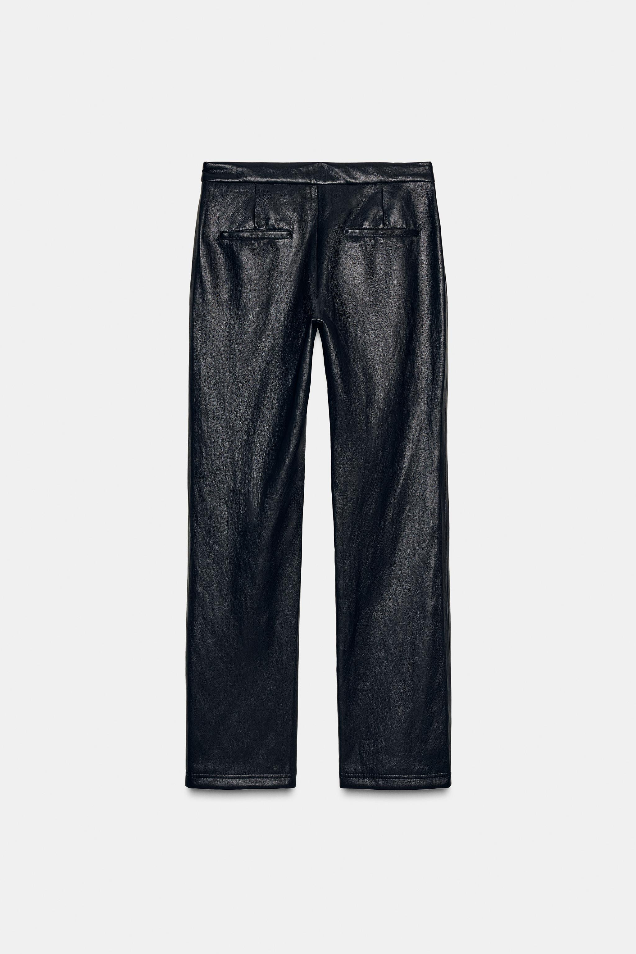 FAUX LEATHER FLARE PANTS