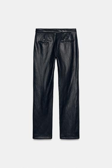 FAUX LEATHER FLARE TROUSERS - Black by Zara - Image 6
