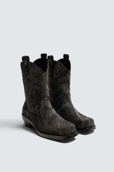 ДЖИНСОВЫЕ САПОГИ В КОВБОЙСКОМ СТИЛЕ — Черный от Zara