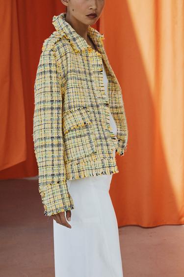 VESTE À CARREAUX TEXTURÉE ZW COLLECTION - Jaune de Zara - Image 5